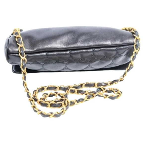 Vintage MOSCHINO Black Leather Heart Stitched Shoulder Satchel Handbag - Picture 5 of 9